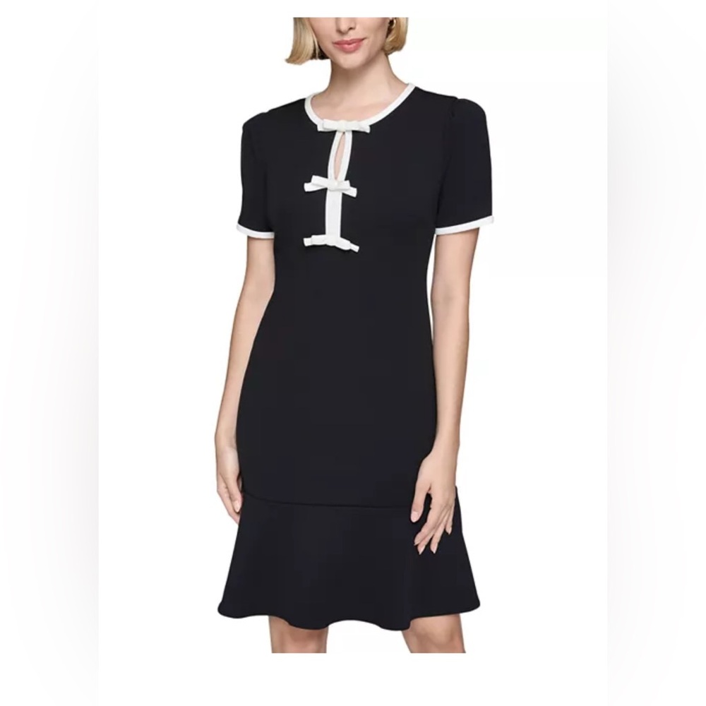 Elegant Black Dress with White Accents
